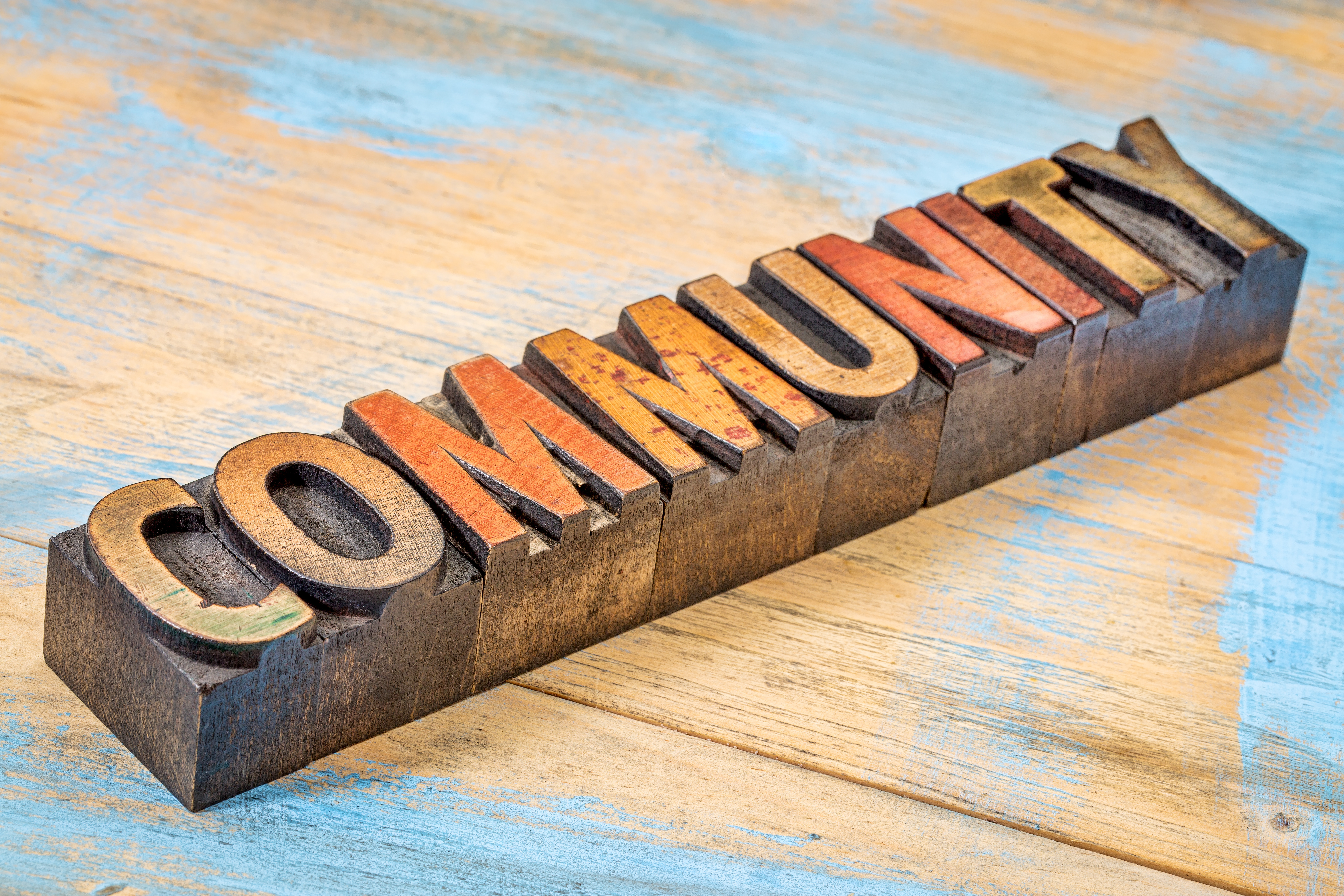 wood blocks spelling community
