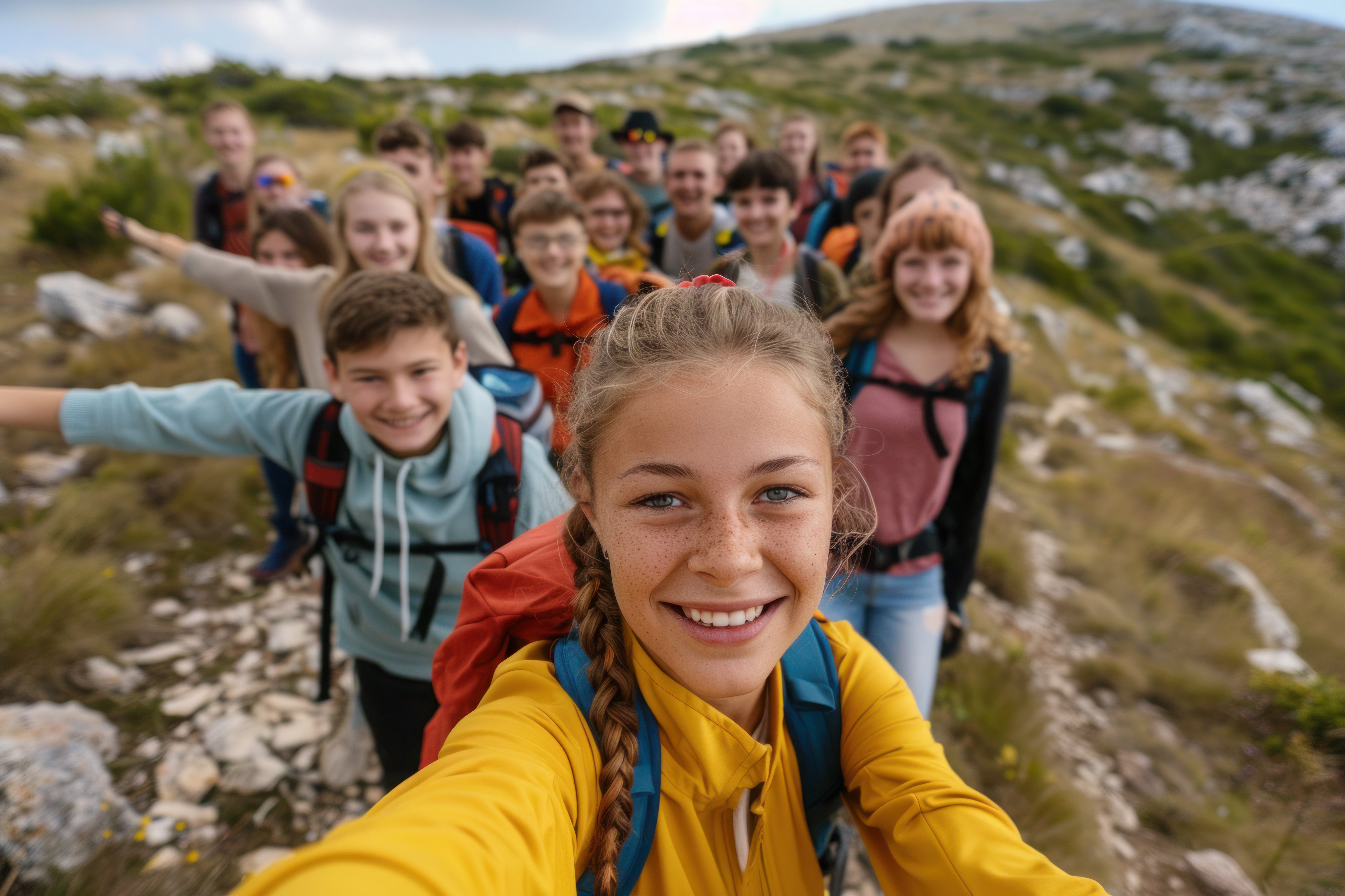 kids backpacking and hiking
