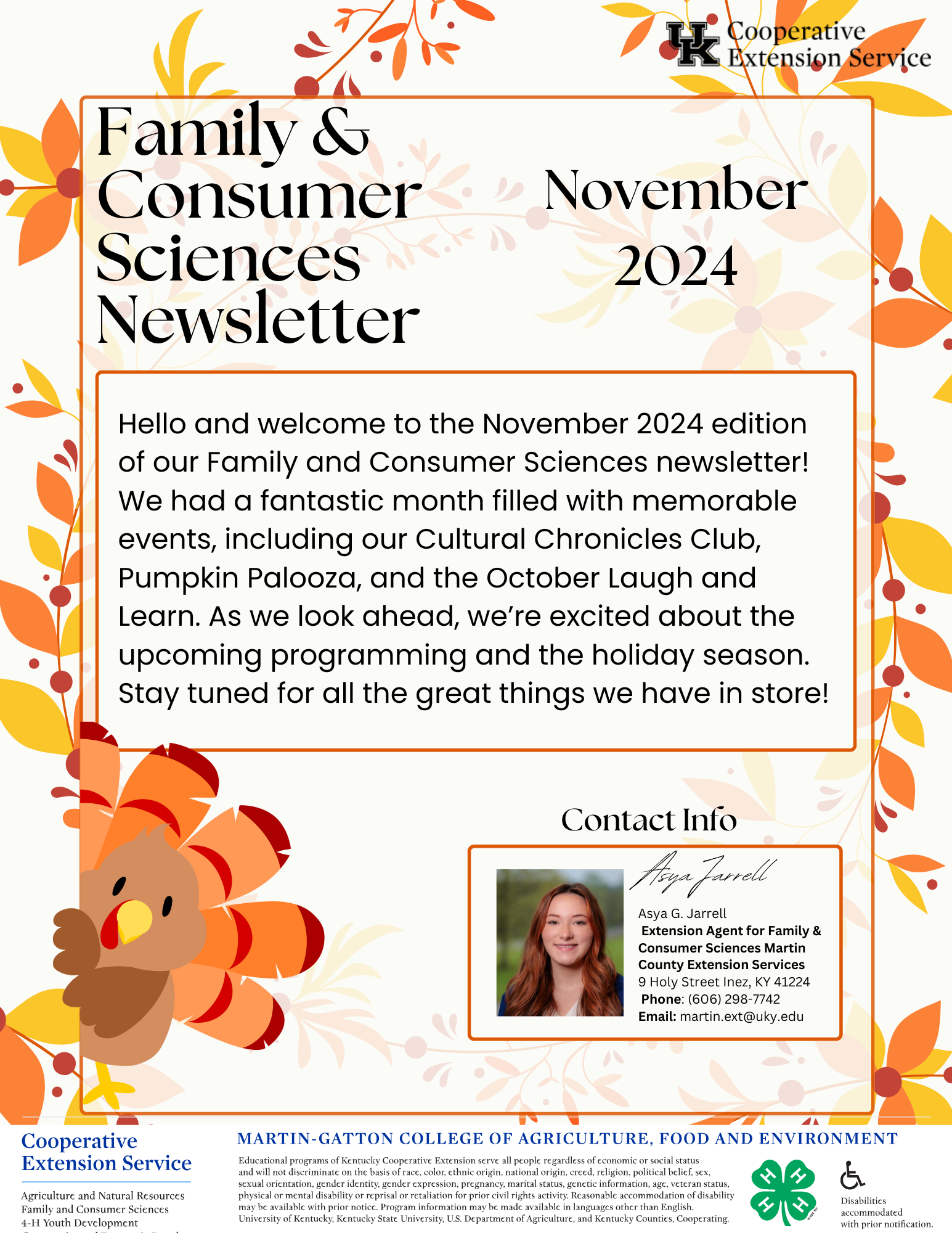 November 2024 FCS newsletter fall themed