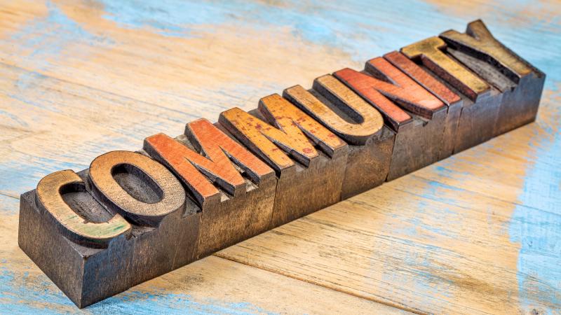 wood blocks spelling community