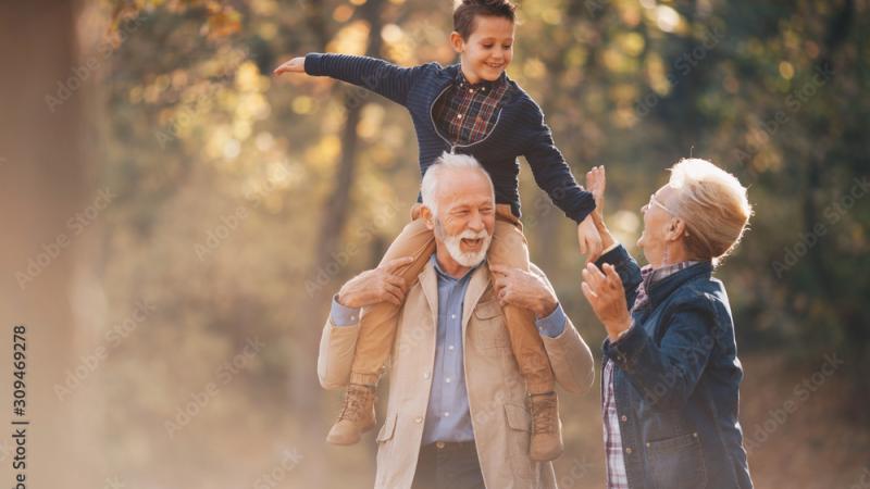 grandparents playing with kids