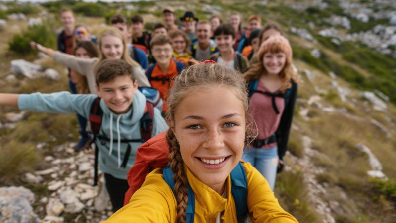 kids backpacking and hiking